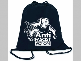 Antifascist Action  ľahké sťahovacie vrecko ( batôžtek / vak ) s čiernou šnúrkou, 100% bavlna 100 g/m2, rozmery cca. 37 x 41 cm